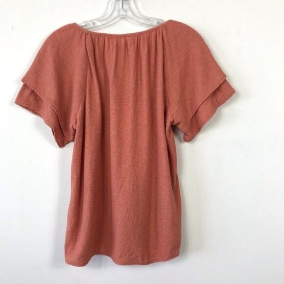 Madewell Texture & Thread Tiered Sleeve Orange Blouse Top XS Boho Cottagecore - Picture 14 of 16